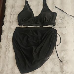Black Bikini Set With Sheer Detailing